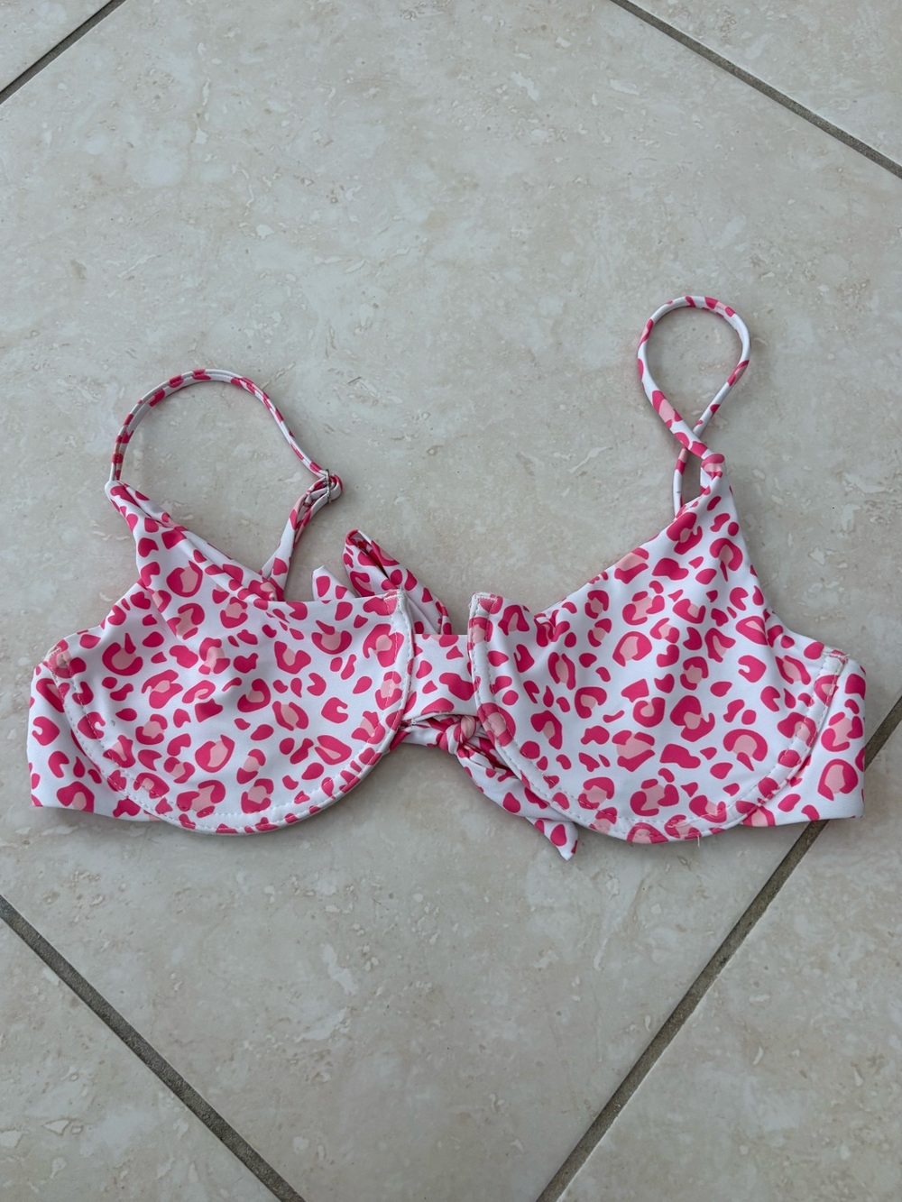 Pink Leopard Print Bikini Top size M
